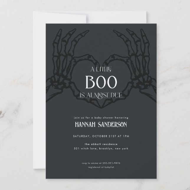 Skeleton Gothic Halloween Baby Shower Invitation (Front)