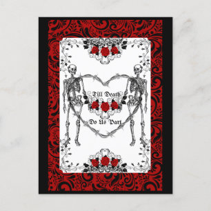 Skeleton gothic till death do us part postcard