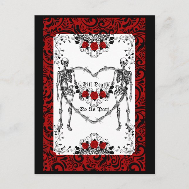 Skeleton gothic till death do us part postcard (Front)
