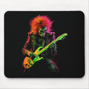 Skeleton Graphic Tee Playing Guitar Rock Band Hall Mouse Mat