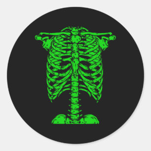 Skeleton Green Rib Cage Bone Costume Halloween Gra Classic Round Sticker