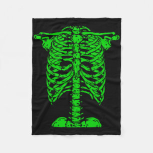 Skeleton Green Rib Cage Bone Costume Halloween Gra Fleece Blanket