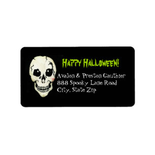 Skeleton Green Spooky Halloween Address Labels
