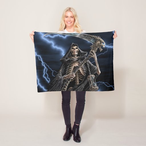 Image of Skeleton Grim Reaper Fleece Blanket