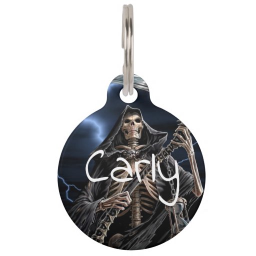 Image of Skeleton Grim Reaper Pet Id Tag