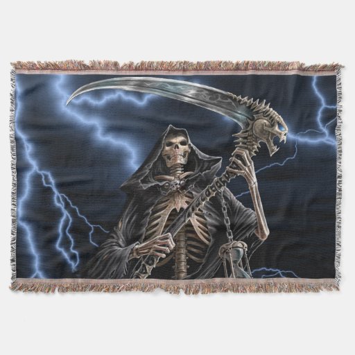 Image of Skeleton Grim Reaper Throw Blanket