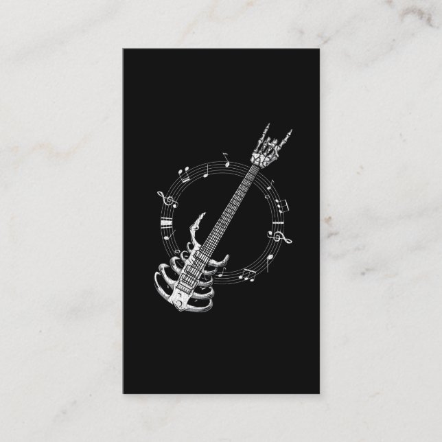 Skeleton Guitar Lover Rock Music Fan Business Card (Front)