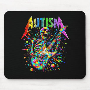 Skeleton Guitar Player Rock Music Autism Awareness Mouse Mat