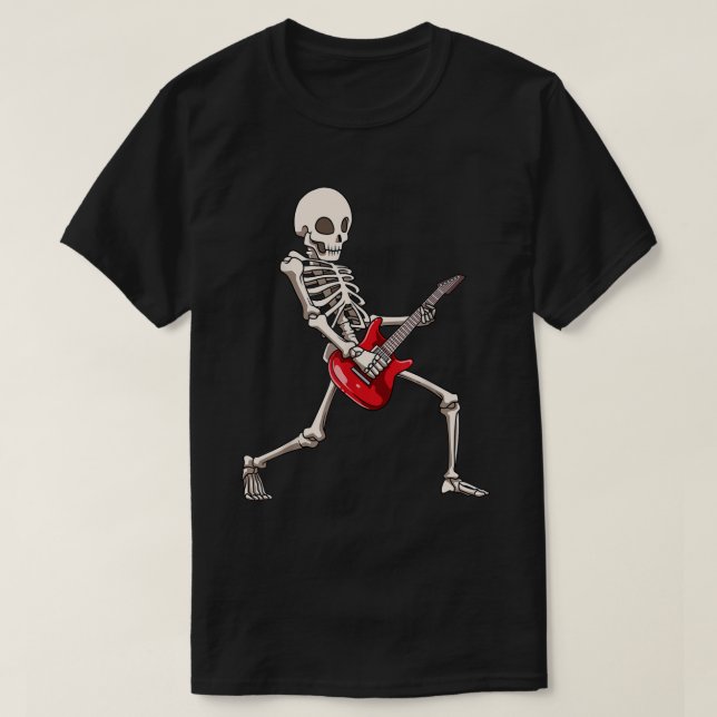 Skeleton Guitar Players Skeleton Playing Guitar T-Shirt (Design Front)