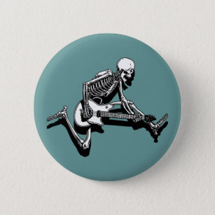 Skeleton Guitarist Jump 6 Cm Round Badge