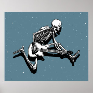 Skeleton Guitarist Jump Poster