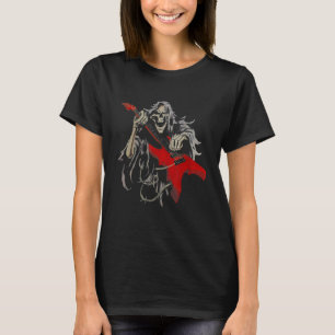 Skeleton Guitarist Rock & Roll Red Guitar Music T-Shirt