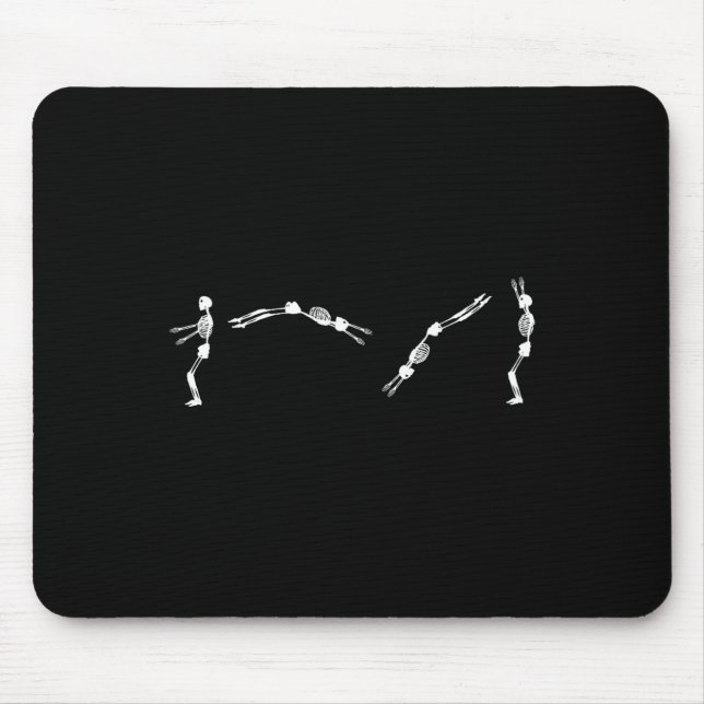 Skeleton Gymnast - Halloween Tumbling Backflip  Mouse Mat (Front)