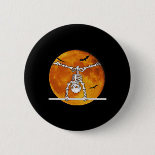 Skeleton Gymnastics Halloween Horizontal Bar 6 Cm Round Badge