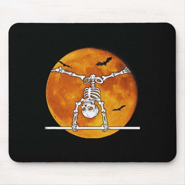 Skeleton Gymnastics Halloween Horizontal Bar  Mouse Mat (Front)