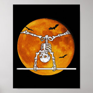 Skeleton Gymnastics Halloween Horizontal Bar Poster