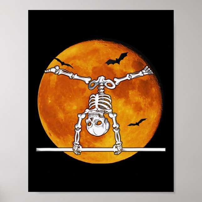Skeleton Gymnastics Halloween Horizontal Bar  Poster (Front)