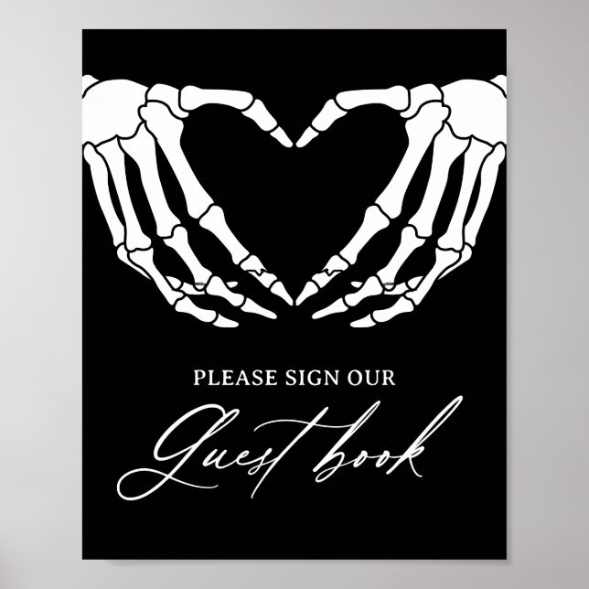 Skeleton Halloween Baby Shower Guest Book Sign (Front)