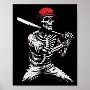 Skeleton Halloween Baseball Player 1 Poster
