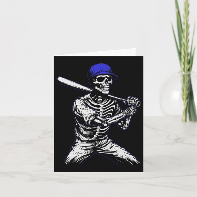 Skeleton Halloween Baseball Player  Card (Front)