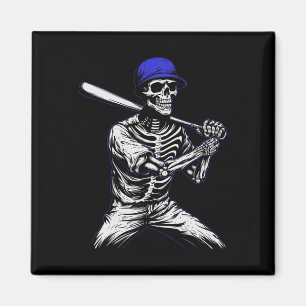 Skeleton Halloween Baseball Player Magnet