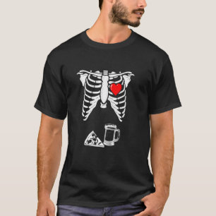 Skeleton Halloween Beer Pizza T-Shirt