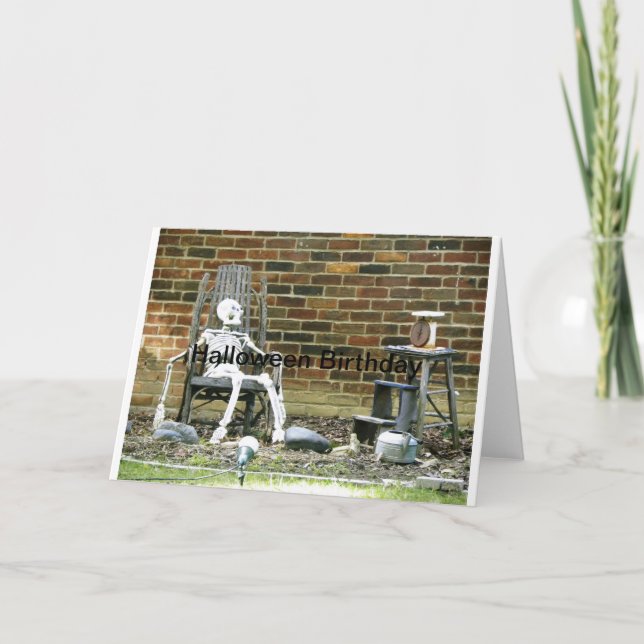 Skeleton Halloween Birthday Card (Front)