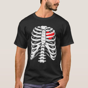 Skeleton Halloween Costume Heart Rib Cage Bones X- T-Shirt