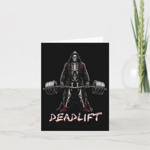 Skeleton Halloween Gym Jokes Weightlifting Workout Card