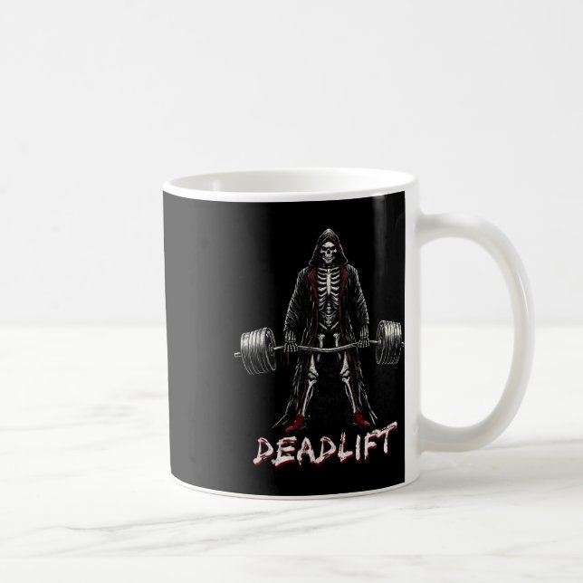 Skeleton Halloween Gym Jokes Weightlifting Workout Coffee Mug (Right)