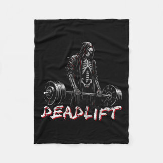 Skeleton Halloween Gym Jokes Weightlifting Workout Fleece Blanket