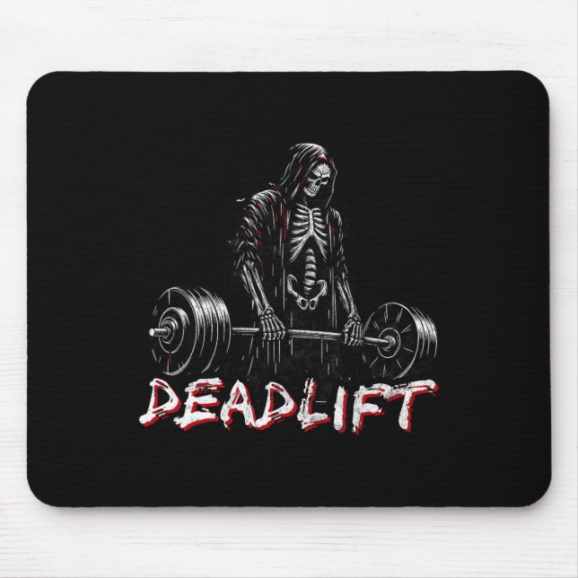 Skeleton Halloween Gym Jokes Weightlifting Workout Mouse Mat (Front)