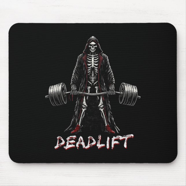 Skeleton Halloween Gym Jokes Weightlifting Workout Mouse Mat (Front)