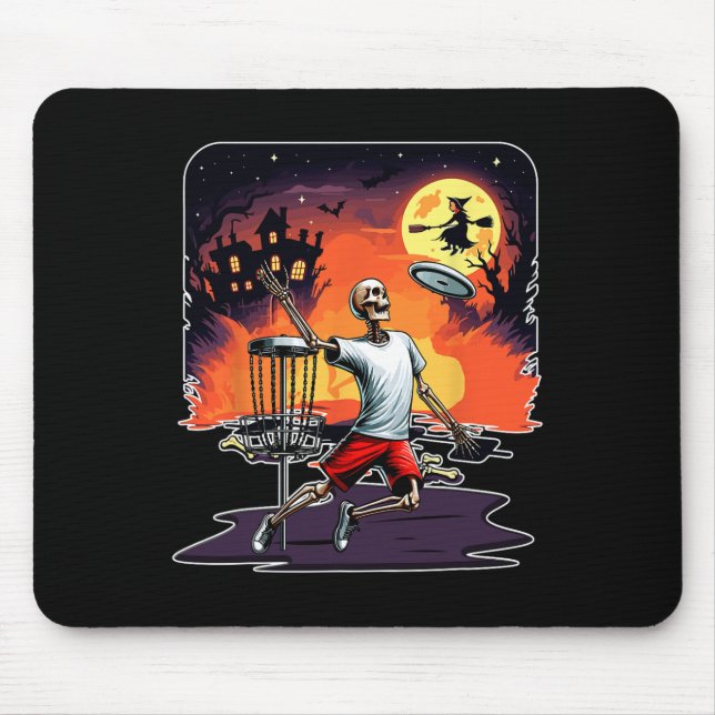 Skeleton Halloween Horror Costume Disc Golf Player Mouse Mat (Front)