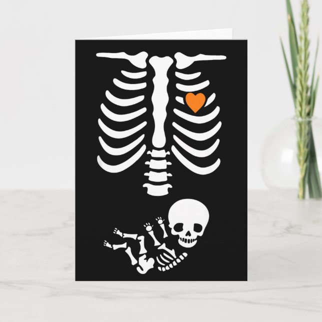 Skeleton Halloween Maternity Funny Pregnancy 2025  Card (Front)