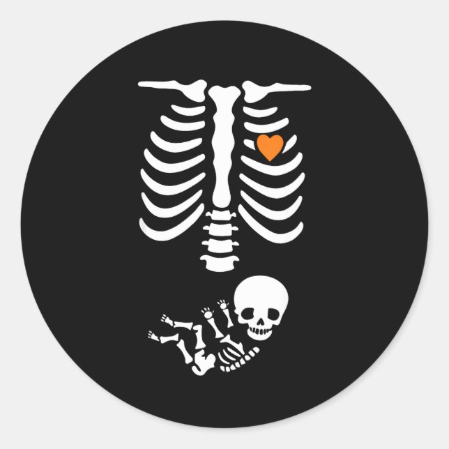 Skeleton Halloween Maternity Funny Pregnancy 2025  Classic Round Sticker (Front)