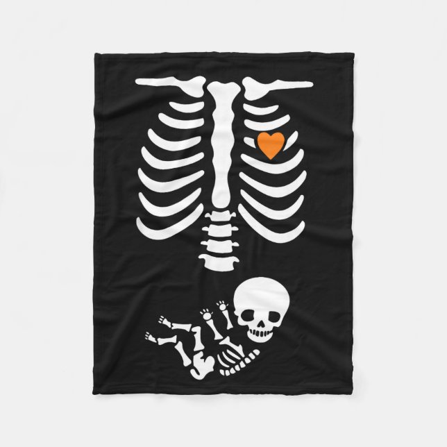 Skeleton Halloween Maternity Funny Pregnancy 2025  Fleece Blanket (Front)