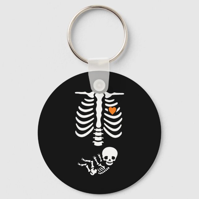 Skeleton Halloween Maternity Funny Pregnancy 2025  Key Ring (Front)