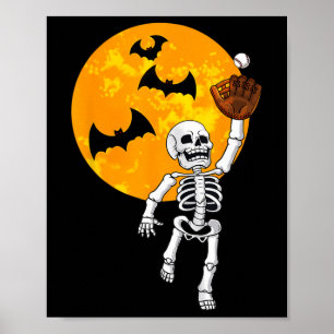Skeleton Halloween Men Boys Baseball Halloween 1 Poster