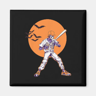 Skeleton Halloween Men Boys Baseball Halloween Magnet