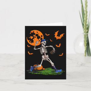 Skeleton Halloween Men Boys Baseball Spooky Season Card