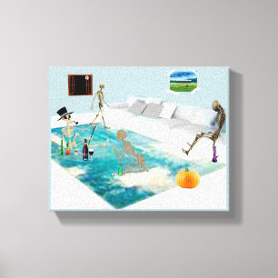 Skeleton Halloween Party Canvas Print