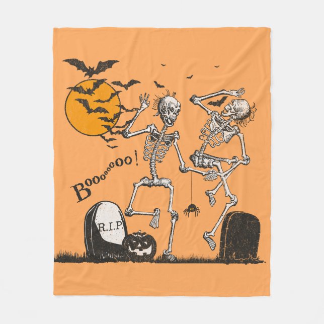 Skeleton Halloween party Fleece Blanket (Front)