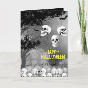 Skeleton Halloween Party Freaky Black Night Skull Holiday Card