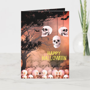 Skeleton Halloween Party Freaky Night Skull Holiday Card
