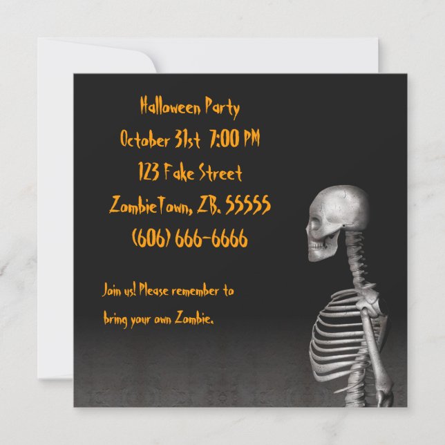 Skeleton - Halloween Party Invitation (Front)