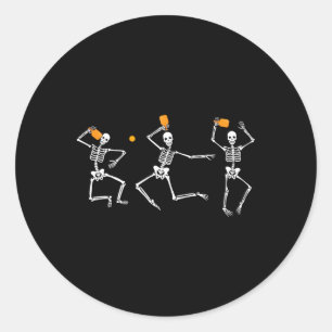 Skeleton Halloween Pickleball  Classic Round Sticker