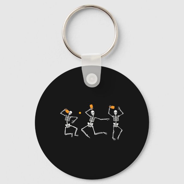 Skeleton Halloween Pickleball  Key Ring (Front)