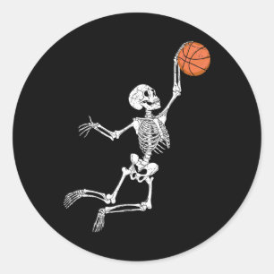 Skeleton Halloween Player Catcher Mens Boys Kids Classic Round Sticker