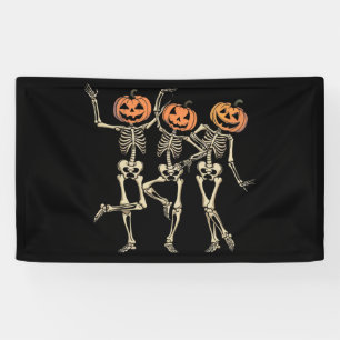 Skeleton Halloween Pumpkin Fall Spooky Season Banner